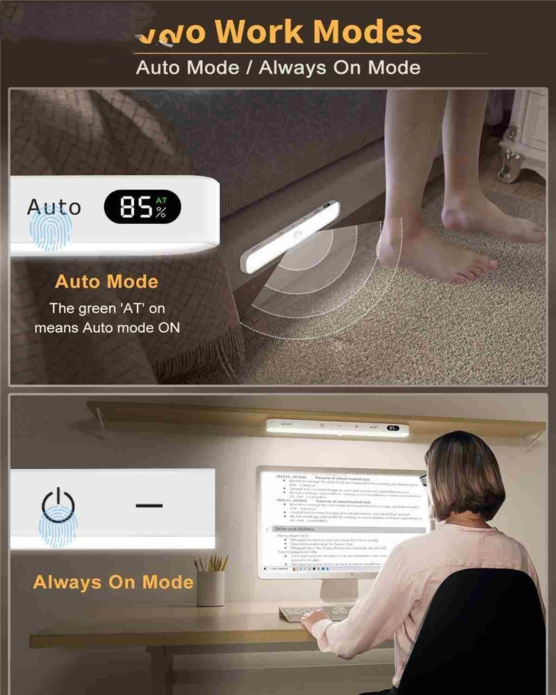 GlowSense Cabinet Light™ – Motion Sensor LED with Battery Display