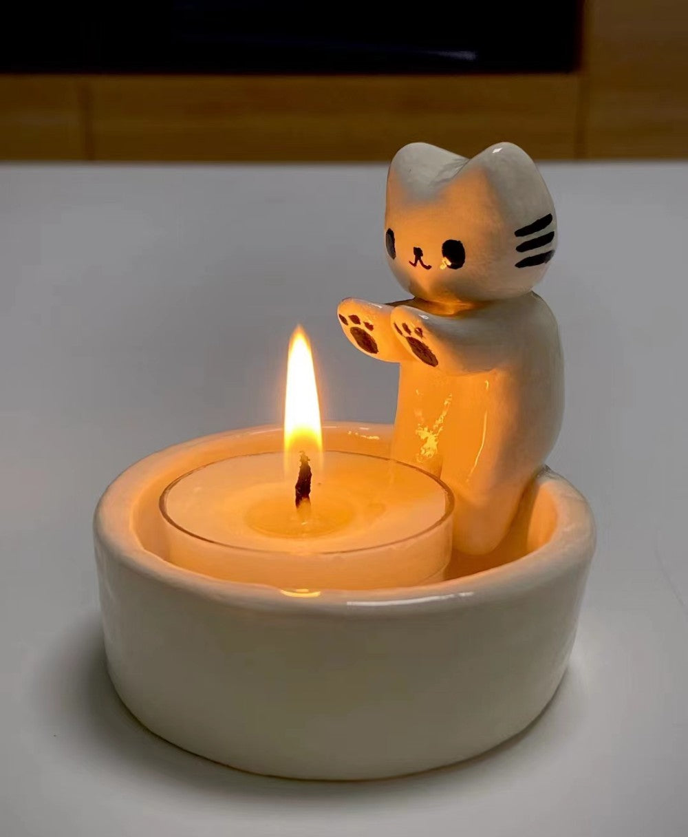 PurrGlow Holder™ – Cute Kitten Candle Stand