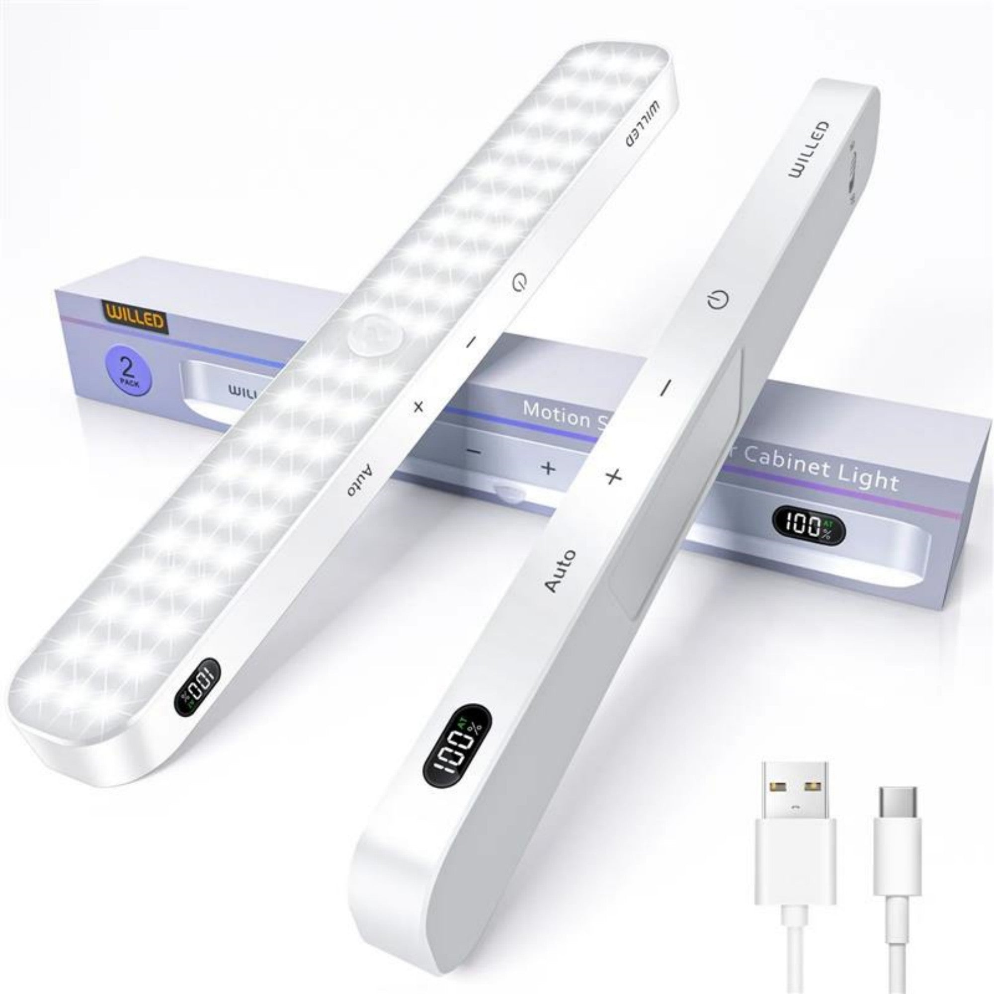 GlowSense Cabinet Light™ – Motion Sensor LED with Battery Display